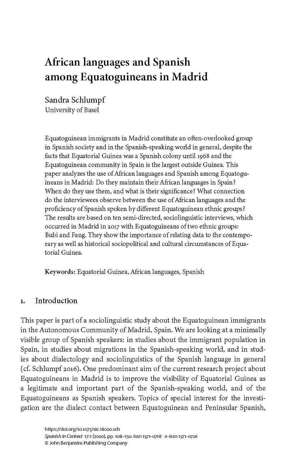 first page of article by sandra schlumpf